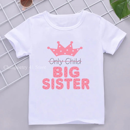 Kids Baby Girl Clothes BIG SISTER Print Short Sleeve T-shirts Summer New Kids Girl Tops Soft Children's Wear