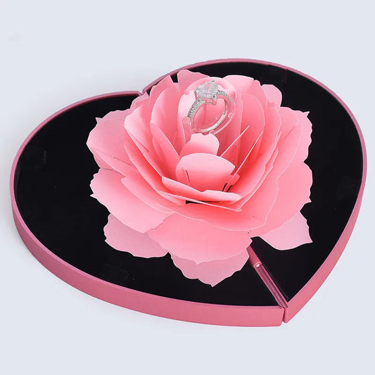 Valentine's Day Gift Rose Flower Ring Box Heart Ring Box Jewelry Box Proposal Wedding Decoration Mystery Box valentines Gifts