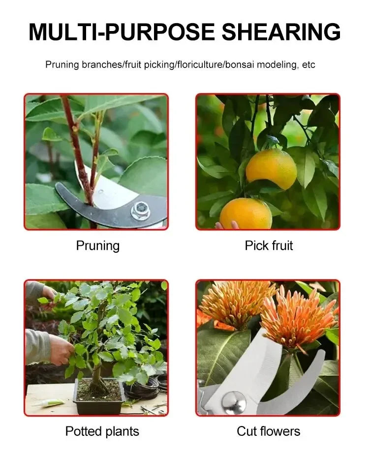 Garden Pruning Shears: Multifunctional Pruner with Stainless Steel Blade for Trimming