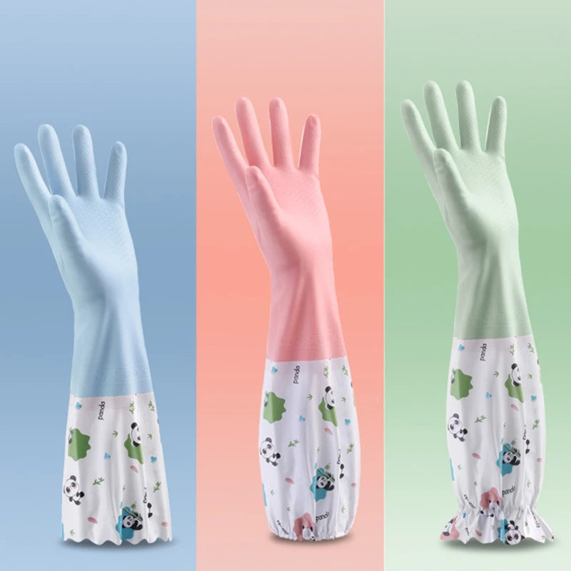 Household Women's Kitchen Dishwashing, Cleaning, Durable, Extended Waterproof, Laundry, Household Gloves, Rubber