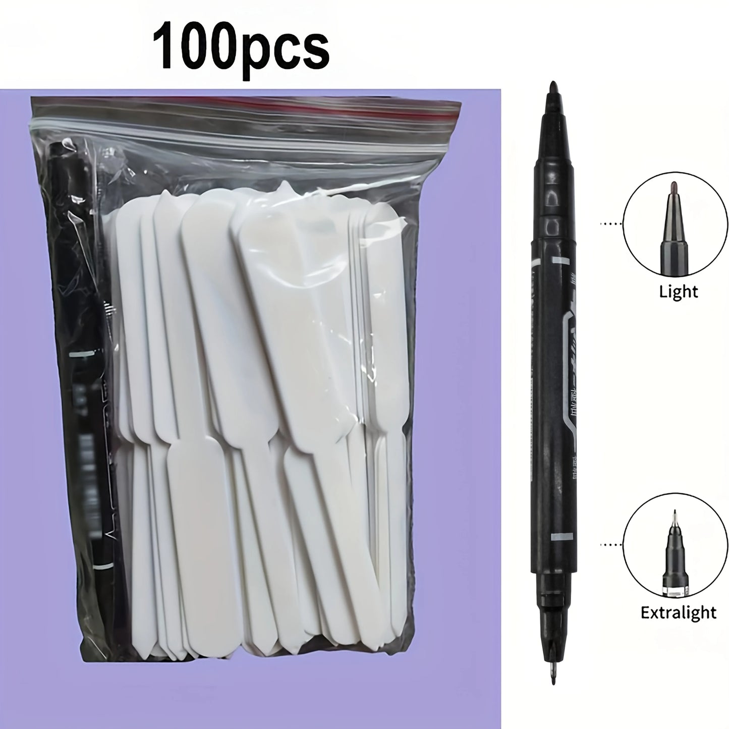 1 Bag/100-Piece White Gardening Label Set with Plant Labels and Markers