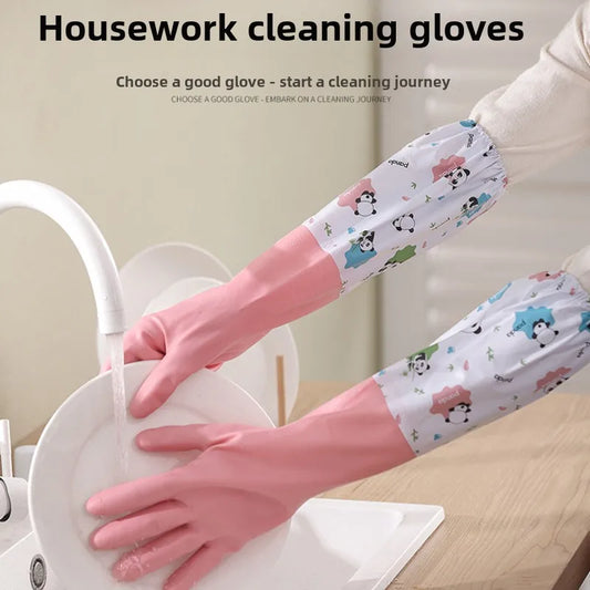 Household Women's Kitchen Dishwashing, Cleaning, Durable, Extended Waterproof, Laundry, Household Gloves, Rubber