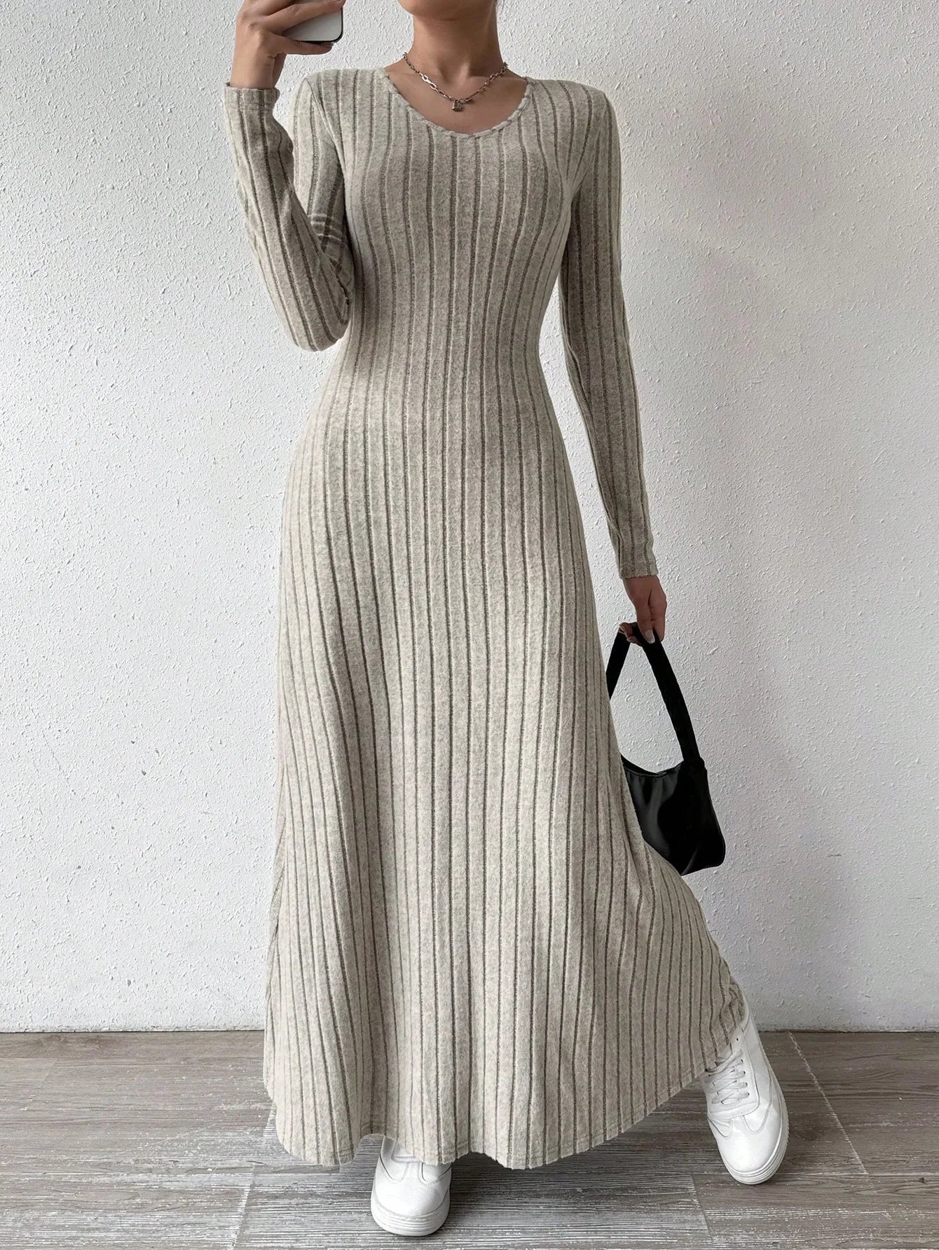 Womens Dresses Female Clothes New Long Sleeve V-neck Knitted Long Dress For Women Elegant Party Long Dresses Gothic Clothes 2025
