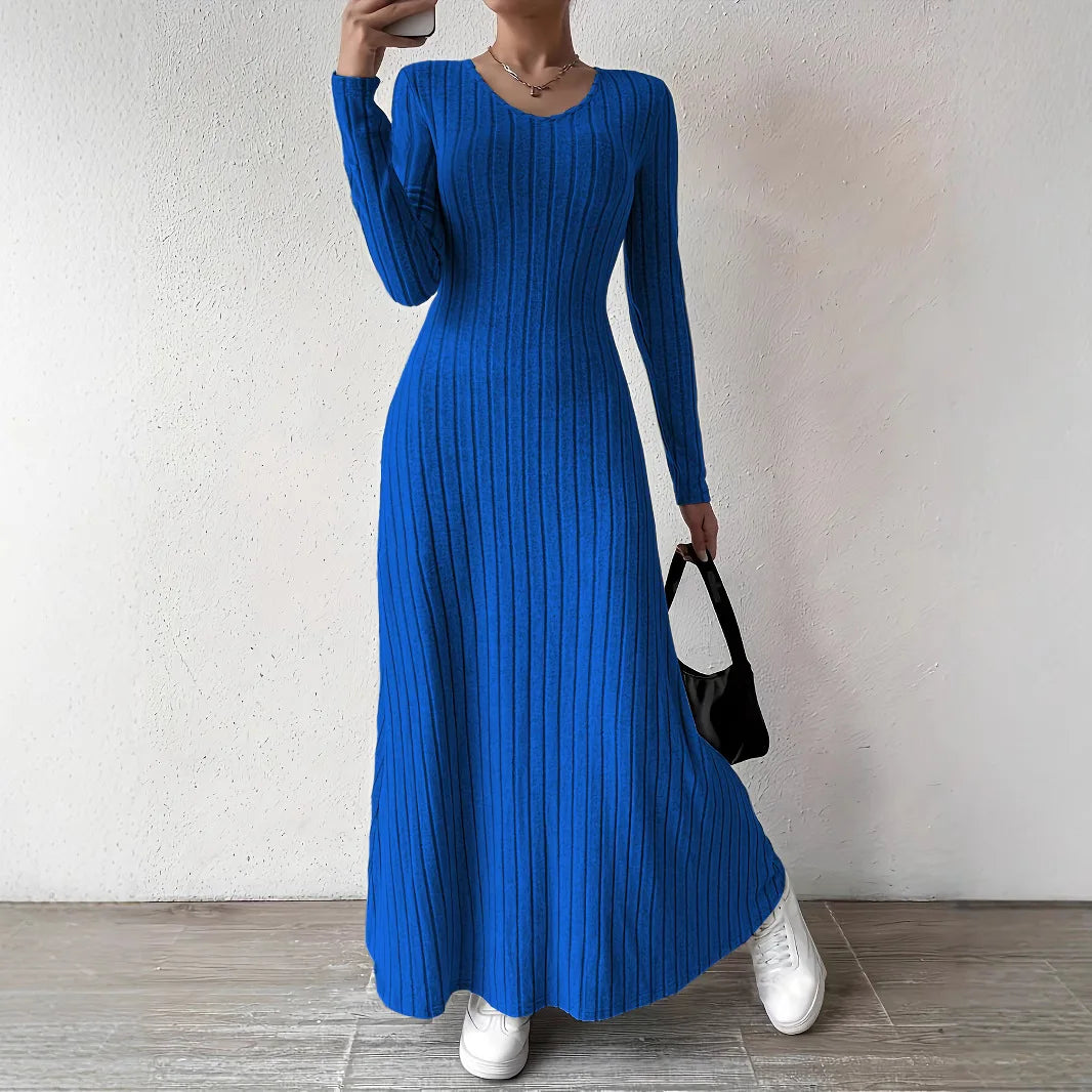 Womens Dresses Female Clothes New Long Sleeve V-neck Knitted Long Dress For Women Elegant Party Long Dresses Gothic Clothes 2025