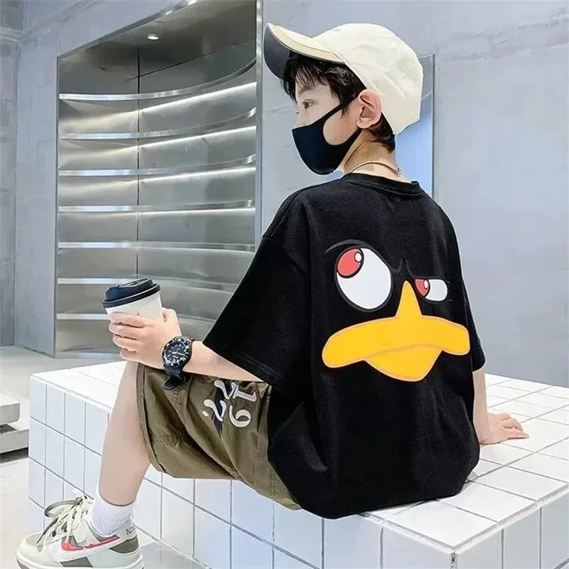Summer Kids Clothes Streetwear Print Cartoon T Shirt Short Sleeve Baby Tops Tees Korean Boys Girls Clothes Y2k Cotton T Shirts
