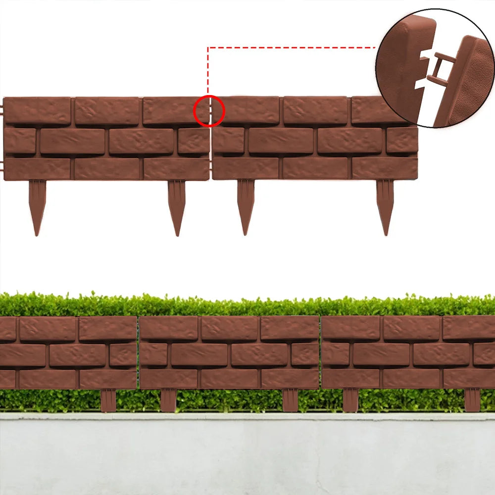 Garden Edging Border DIY Decorative Plant Support Stake Landscaping Edging Stones Brick Effect Outdoor Fence Decorative