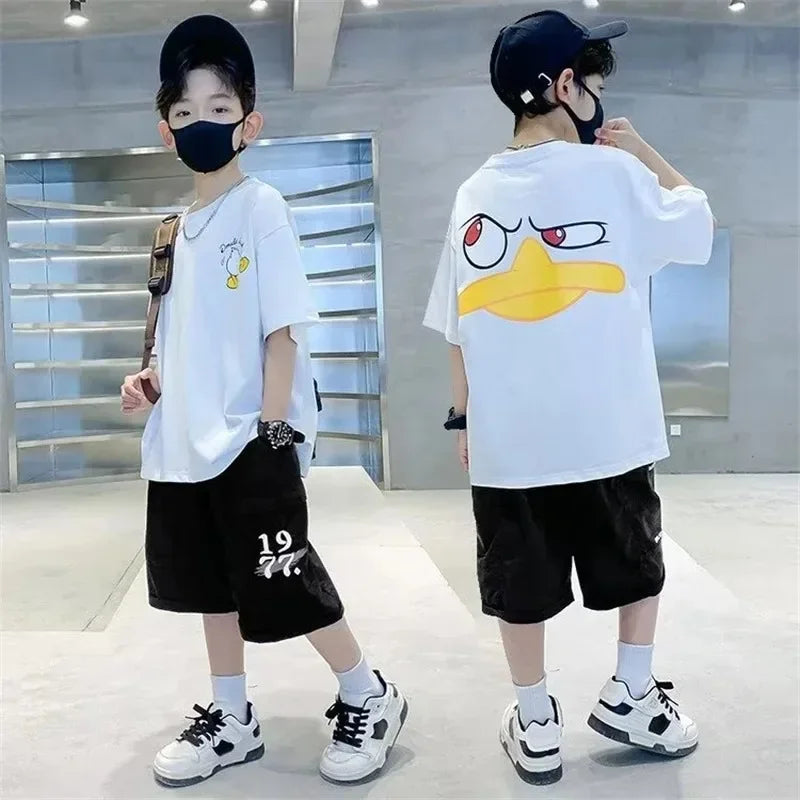 Summer Kids Clothes Streetwear Print Cartoon T Shirt Short Sleeve Baby Tops Tees Korean Boys Girls Clothes Y2k Cotton T Shirts