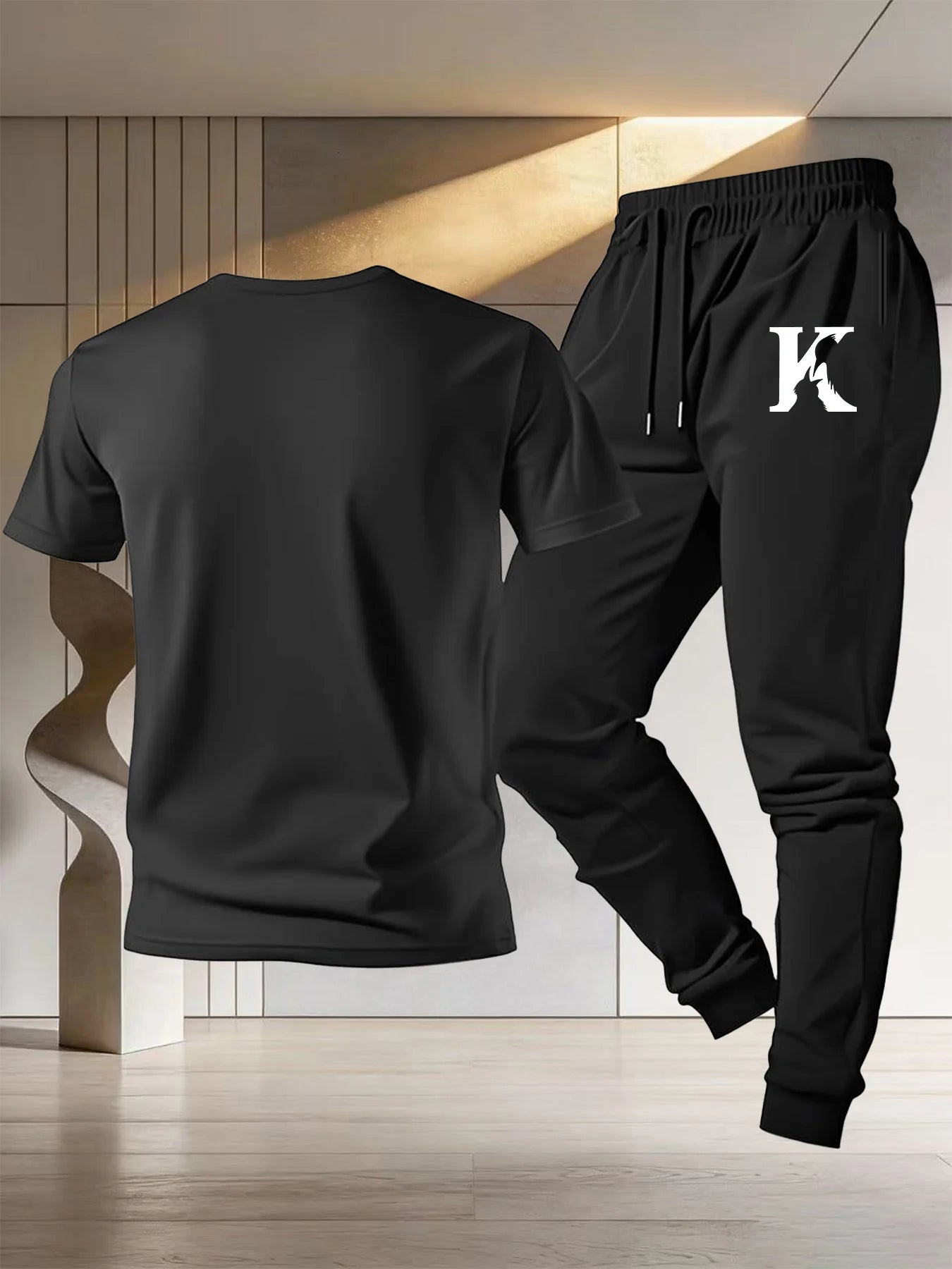 Men's casual sports outfit - Summer 2026 new style - Pure cotton t-shirt and thin pants for outdoor running and fitness set