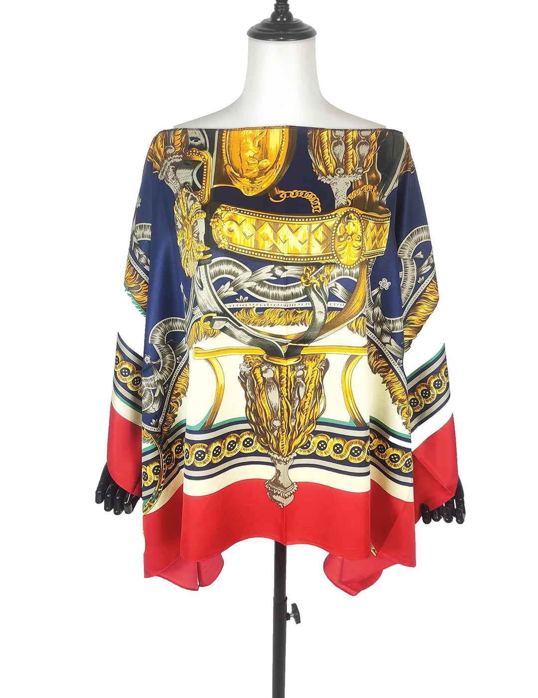 African clothes for women 2022 Summer European Floral Sexy Women's Silk Blouse Oversized Bohemian Beach Cover Up Kaftan Tops