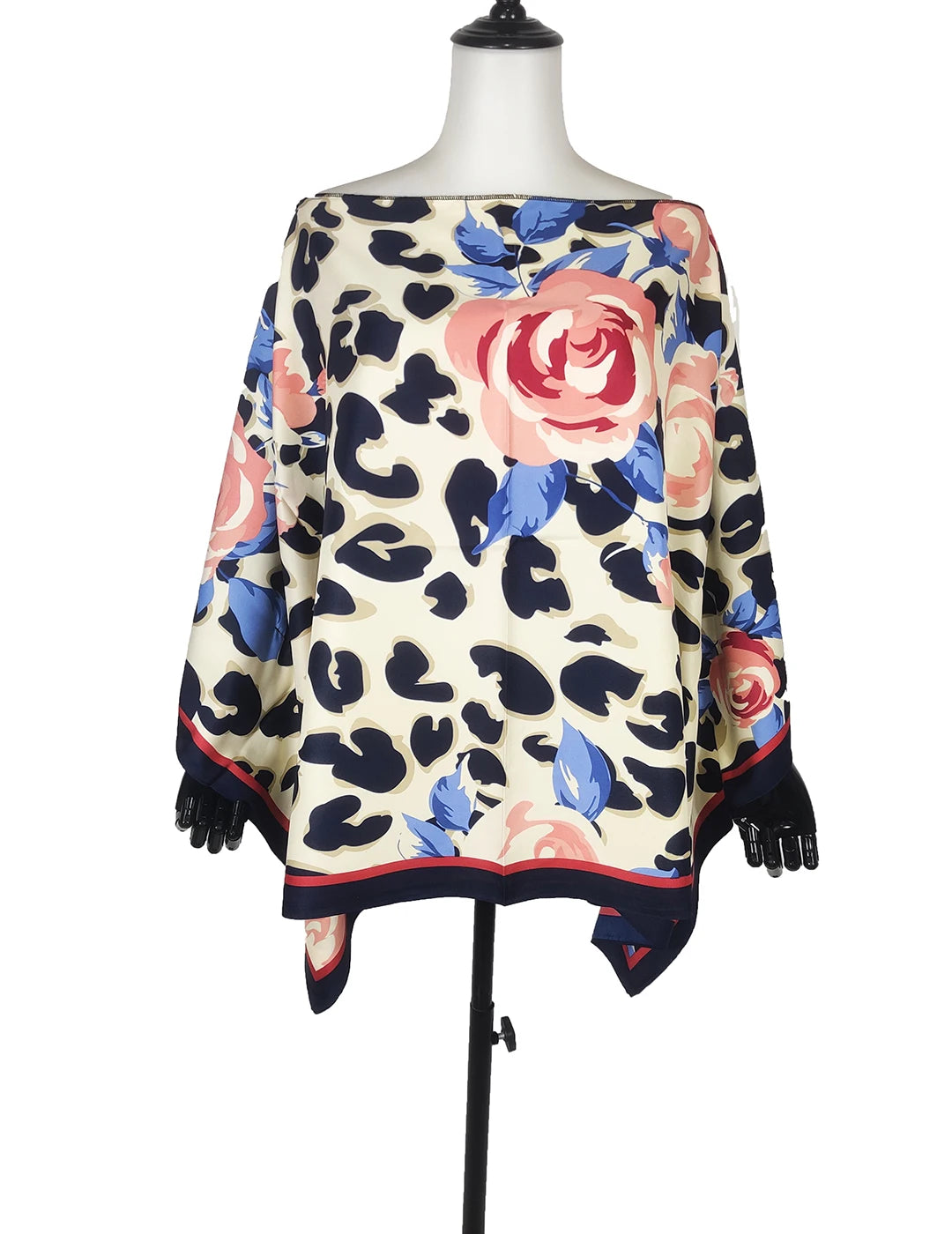 African clothes for women 2022 Summer European Floral Sexy Women's Silk Blouse Oversized Bohemian Beach Cover Up Kaftan Tops